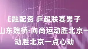 E融配资 乒超联赛男子团体：山东魏桥·向尚运动胜北京一点心动